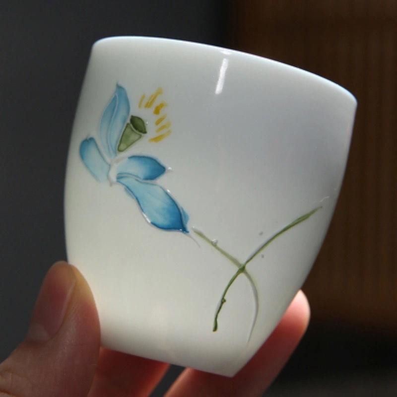 Hand-painted Teacup Ceramic Master Cup, 100ml Jade Porcelain Kung Fu Tea Set Teacup Single Cups Handmade Teaware