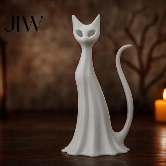 Halloween Party Supplies 3D Printed Cat Ghost Desk Buddy, Cute Kitty Figurine for Solid Structure Ornament Office Shelf, Spooky Kitten Ornament, Home