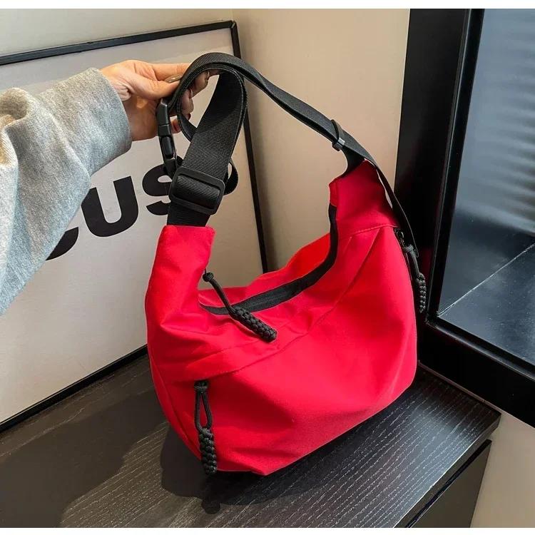 

Повседневная сумка через плечо на молнии для женщин, однотонная нейлоновая сумка, новая мода, высокое качество