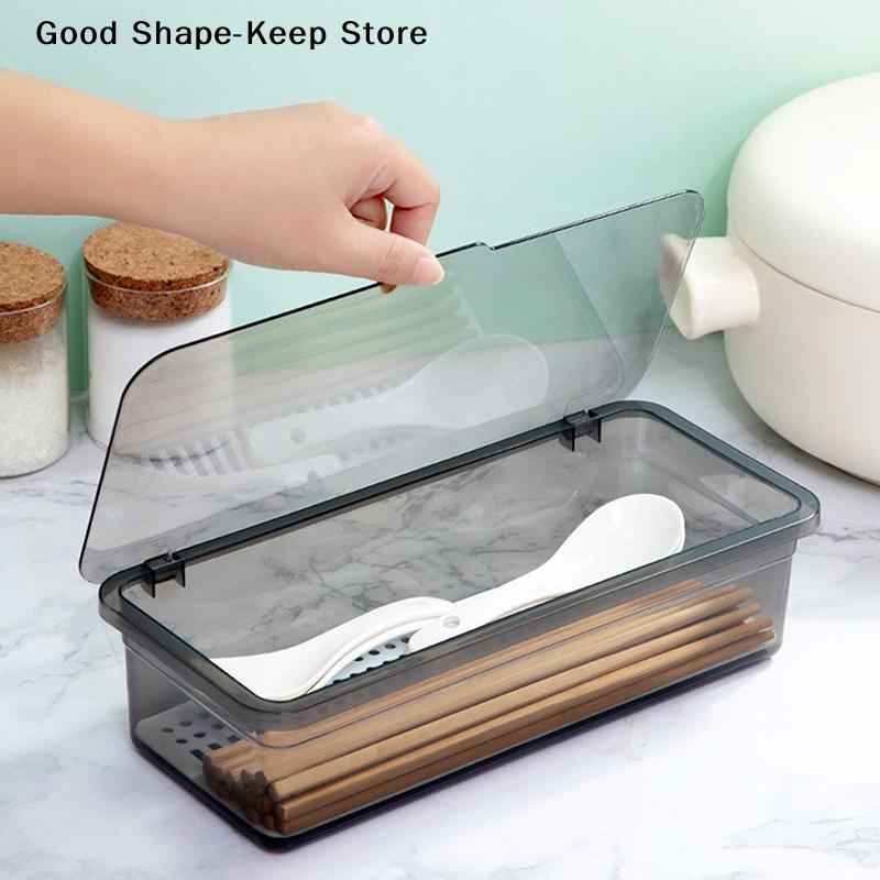Household Chopstick Holder With Lid Kitchen Tableware Storage Box Dustproof And Draining Chopstick Cage