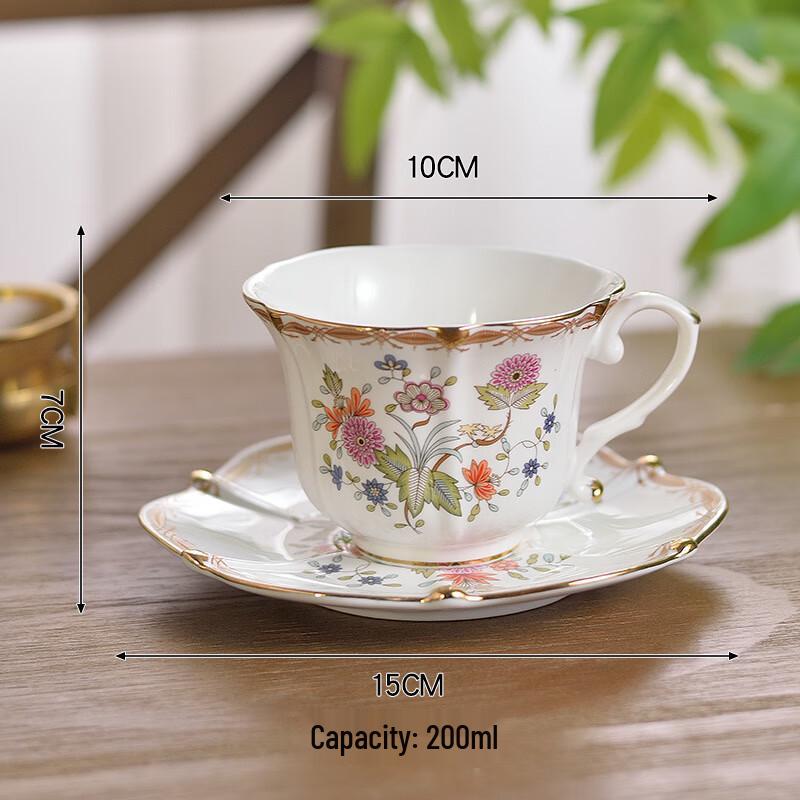 Sunflower Retro Ceramic Coffee Cup and Saucer Set