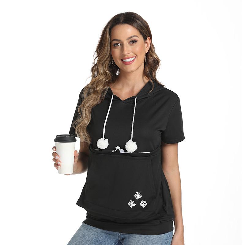 Pet Hoodies Sweatshirt Fashion Cat Dog Holder Large Pouch Loose Clothing T-shirt Pocket