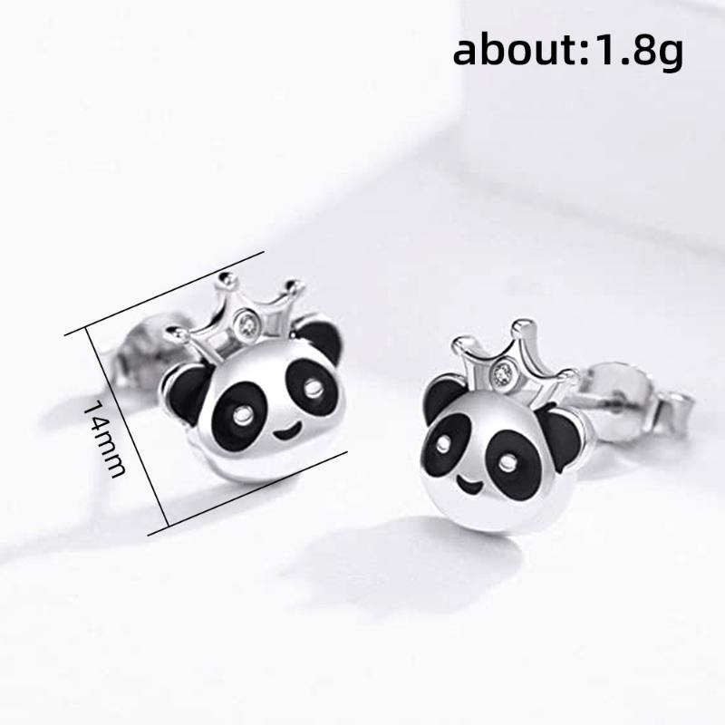 CAOSHI Cute Teen Girl Dainty Stud Earrings with Panda Shape Design Exquisite Lady Daily Wearable Accessories Chic Animal Zircon