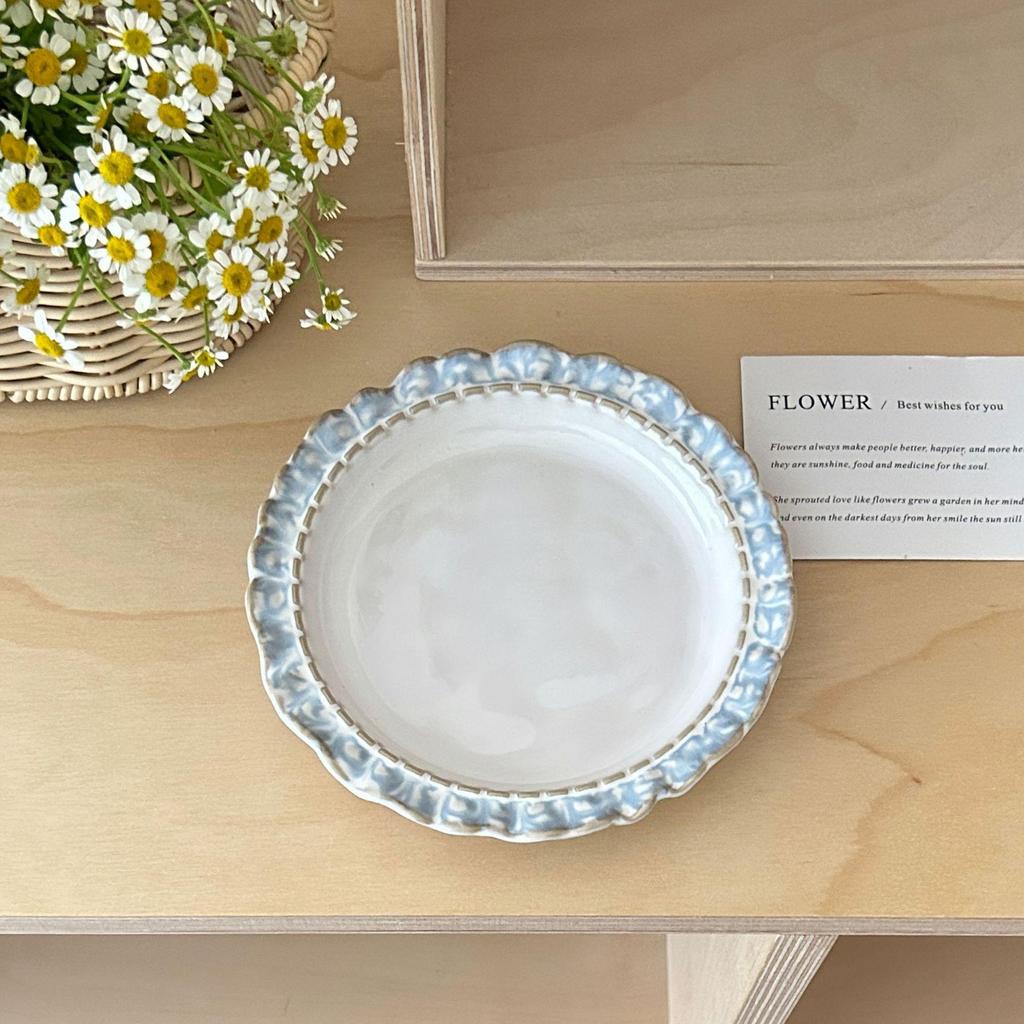 Elegant Ceramic Tableware Set: Underglaze Color Dinner Plates & Yogurt Bowls