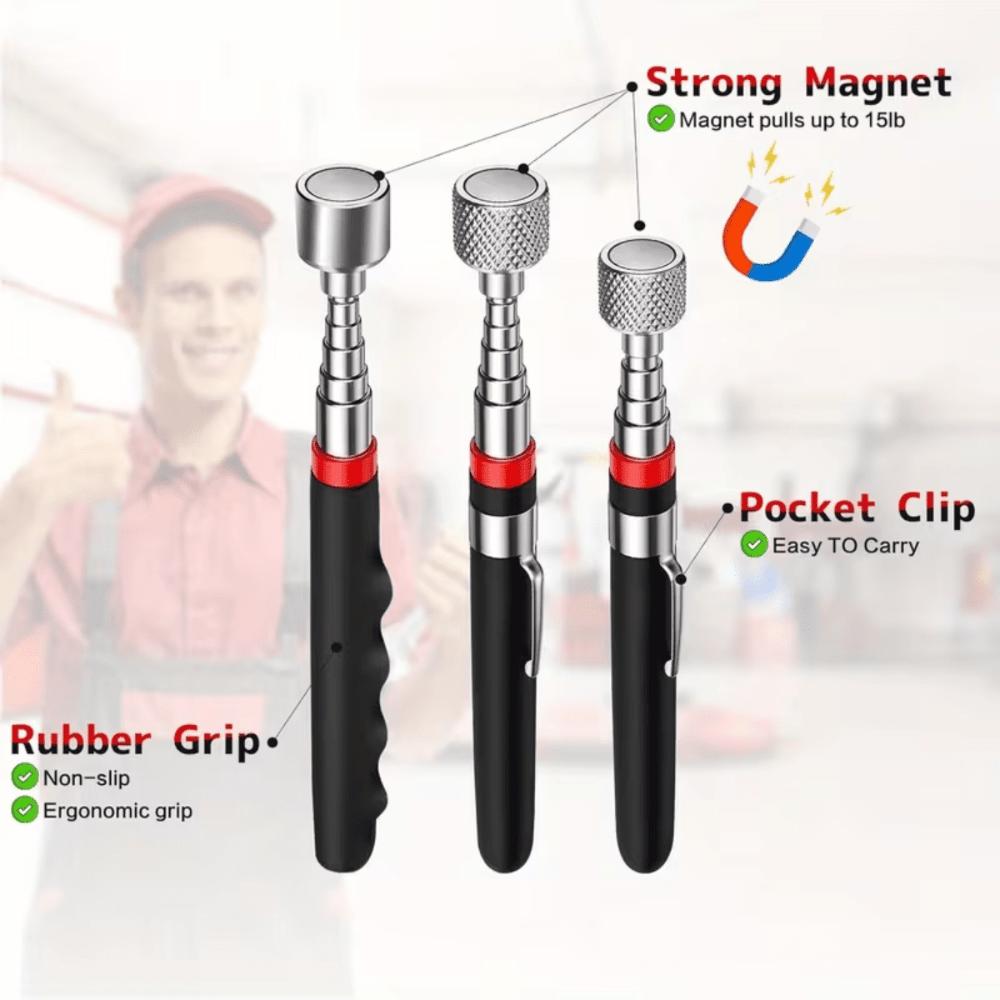 1.5-20LB Telescoping Magnetic Pickup Tool - Multi-Strength Stainless Steel Grabber with Ergonomic Non-Slip Grip, Manual Handheld