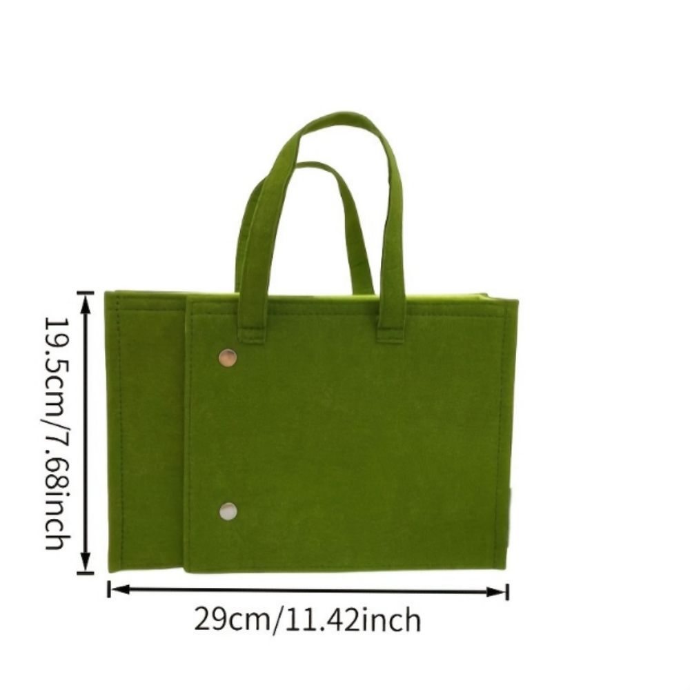 With Snap Button Polyester Felt Storage Bag Multi-compartments File Folder Tote with Handle  Laptop
