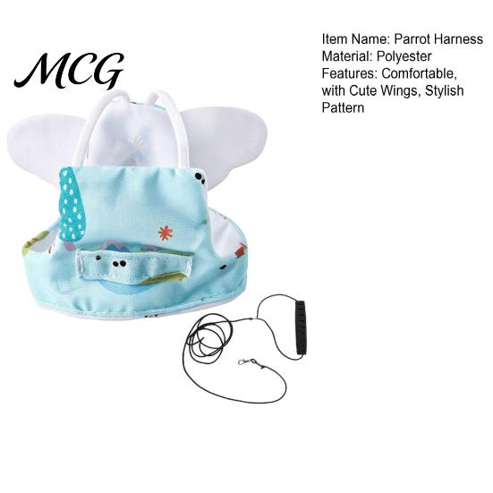 Parrot Outdoor Harness Clothes with Leash, Flight Cute Wings, Anti-breakaway Bird Vest, Training for Parakeet Budgie Cockatiel Non-restrictive Gear