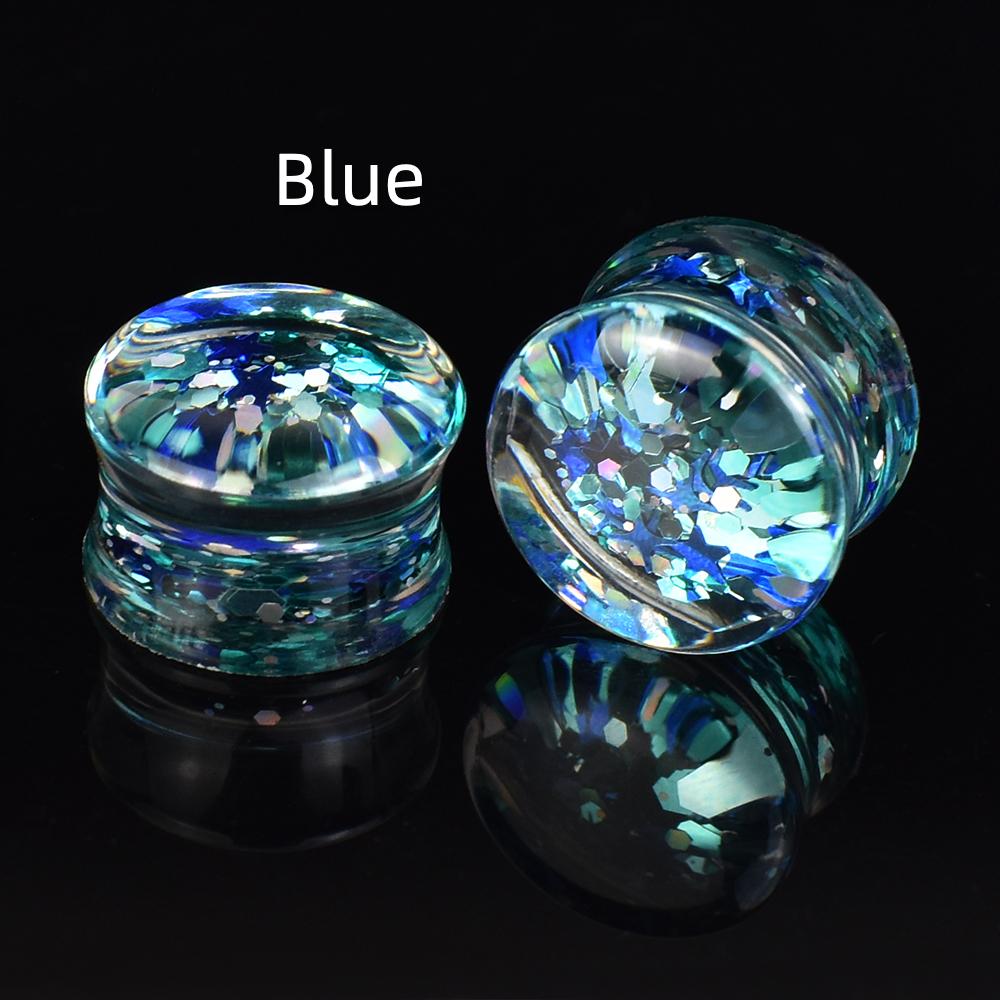 

6-50 мм мерцающие беруши с блестками, манометры и туннели, двойные расклешенные вилки, растягиватель для ушей, расширитель, ювелирные изделия для пирсинга ушей 20mm