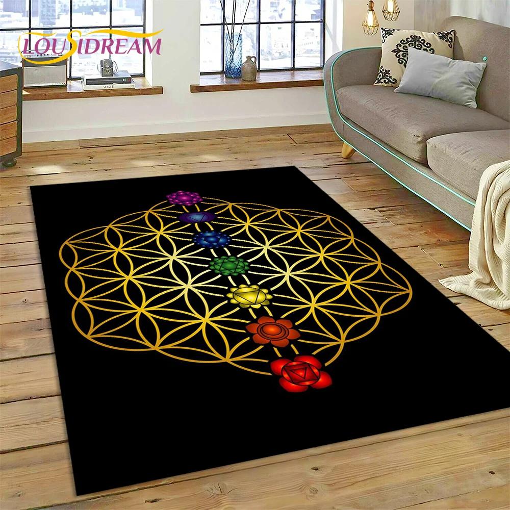 Naturalize Yoga Zen Meditatie Regenboog 7 Chakra Tapijt Vloerkleed voor Thuis Woonkamer Slaapkamer Bank Deurmat Decor, Vloerkleed Antislip Mat