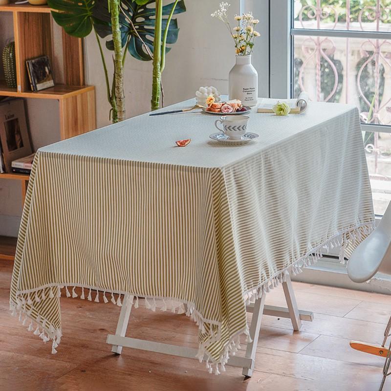 Fabric Tablecloth Nordic Style Cotton Linen Tassel Table Cloth Coffee Cover Dining Room