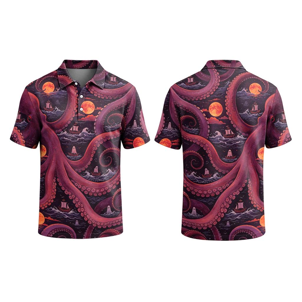 Men's Short Sleeve Shirt Halloween Print for Casual Parties and Daily Outings