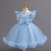 New Kids Net Lace Princess Dress with Frills, Large Size Girls' Birthday Outfit