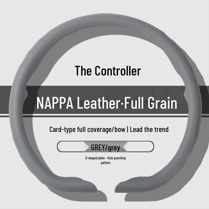 Premium Nappa Leather Steering Wheel Cover - Anti-Slip, Breathable, Ultra-Thin, All-Season