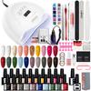 PHOENIXY Gel Nail Starter Kit 20 Colors Gel Nail Polish and 80W UV LED Lamp Nail Dryer Top Base coat Nail Art Tool Set