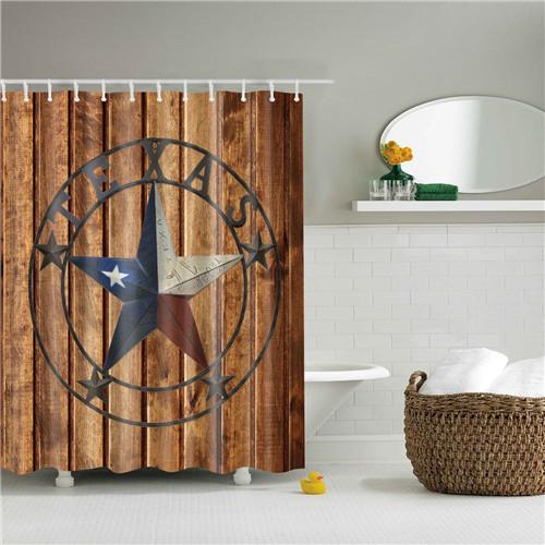 Vintage Style Retro Wooden Door Bathroom Shower Curtains Frabic Waterproof Polyester Bath Curtains With Hooks