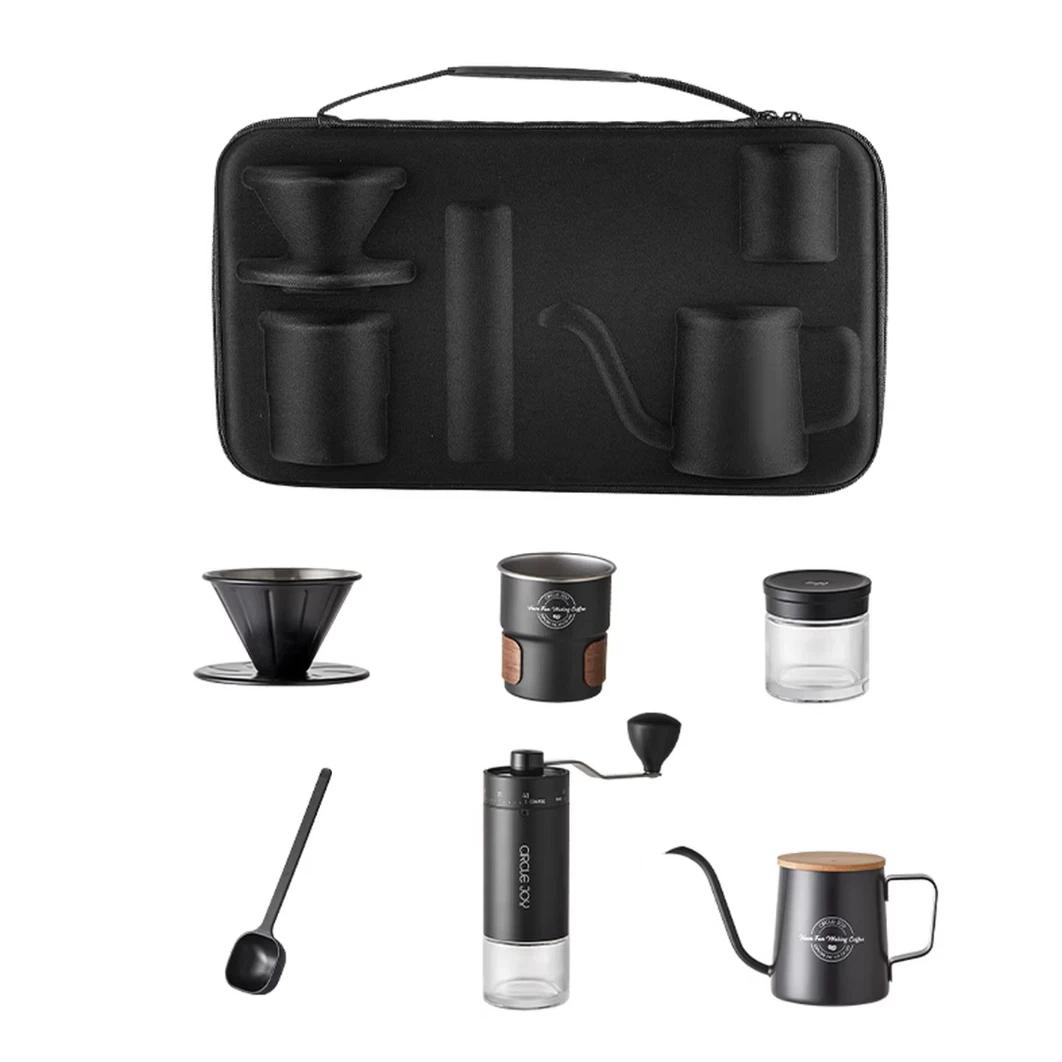 

Circle Joy Pour-Over Coffee Maker Set with Hand-Cranked Coffee Grinder, Outdoor Camping Portable Coffee Machine with Storage чорний
