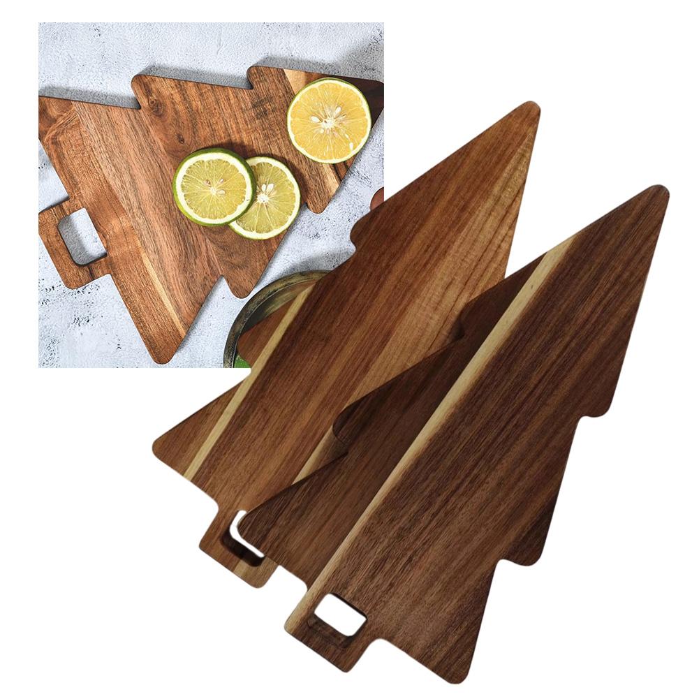 Kitchen Cutting Board Solid Wood Double Sided Christmas Tree Chopping Board For Gatherings Kitchen Household Serving Tools
