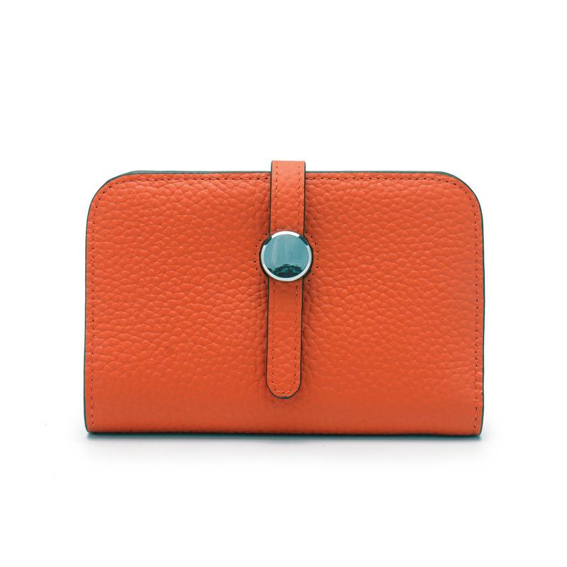 New Wallet Women's Short Genuine Leather Fashion Top Layer Cowhide Ultra-thin Strap Women's Wallet Cowhide Suit Clip