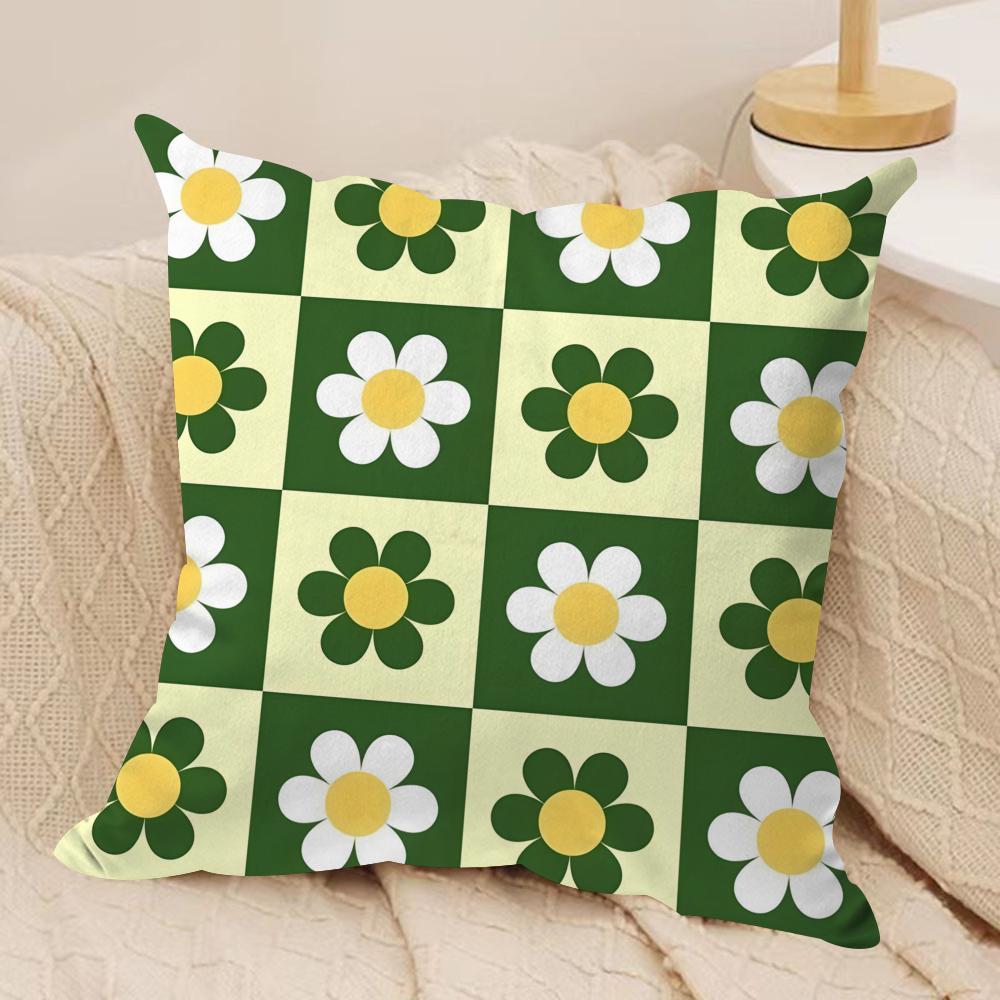 Sweet Retro Geometrical Florals Cushion Cover Short plush Doublesided Print Square Throw Pillow Covers Sofa Home Cushion Decor