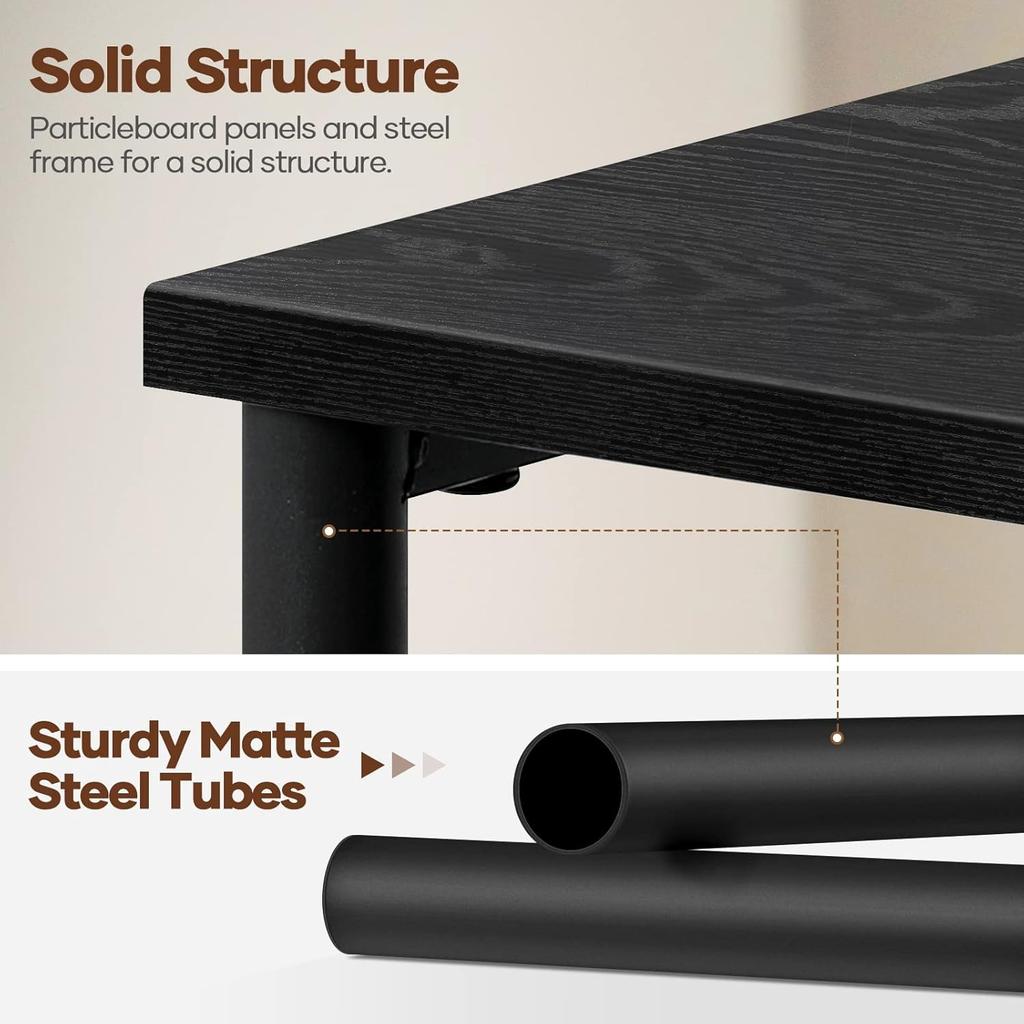 Nightstand with USB Charging Station, 3 Tier Narrow End Side Table with Storage Shelf for Living Room Bedroom Balcony, Black