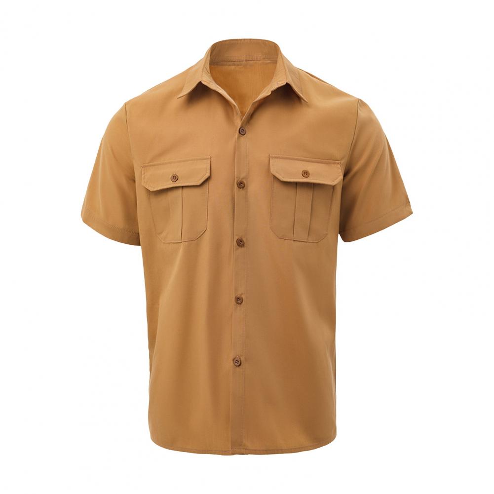 

Мужская летняя рубашка-карго, однотонная, однобортная, свободная, с отложным воротником, короткими рукавами, мягкая, дышащая, легкая, кардиган, но L жёлтый