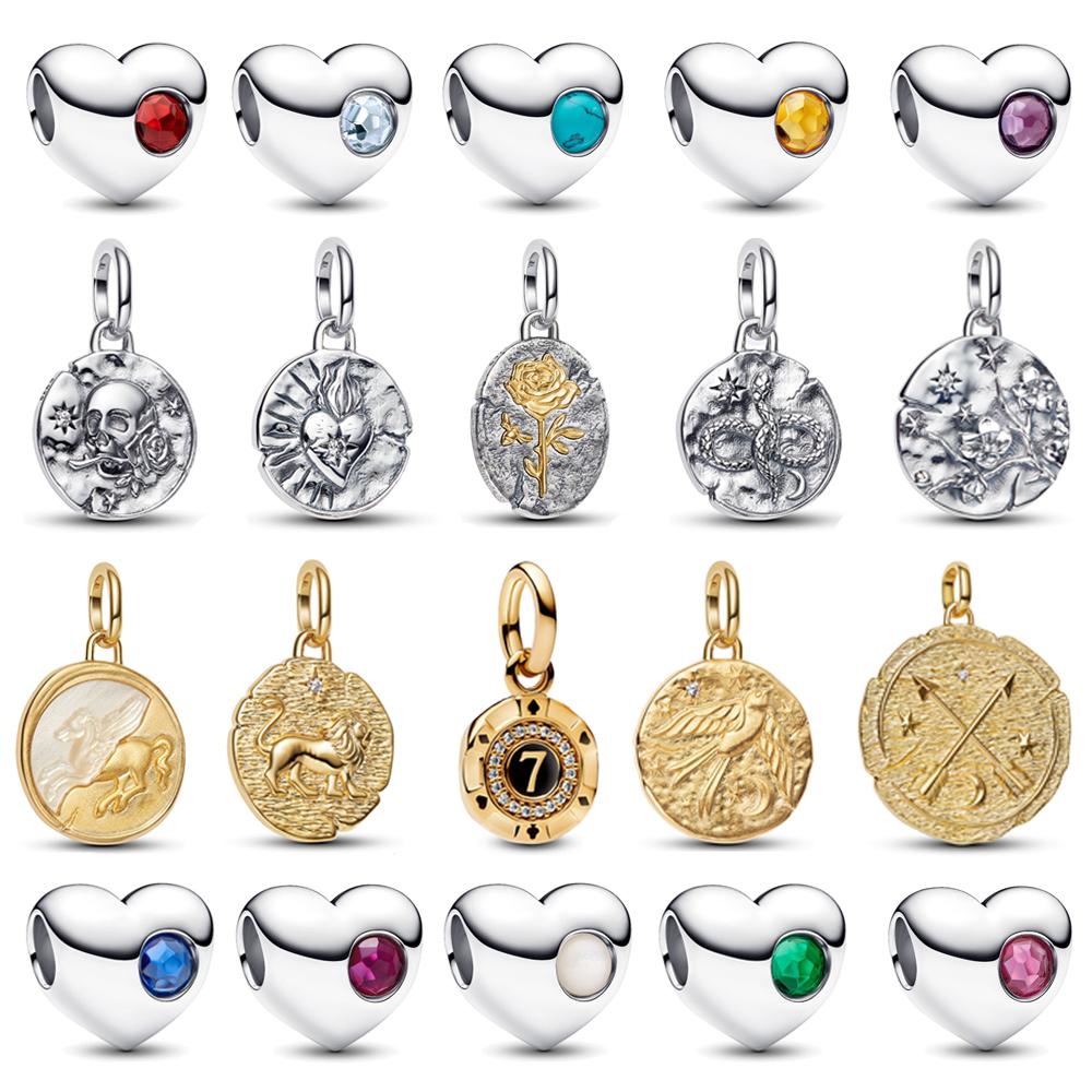 Copper May Birthstone Heart Beads & Pegasus Medal Pendant Fits Bracelet Exquisite Necklace Fine Gifts
