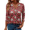 Women's Casual Fashionable Sexy Comfortable V-Neck Christmas Three-Quarter Sleeve Top