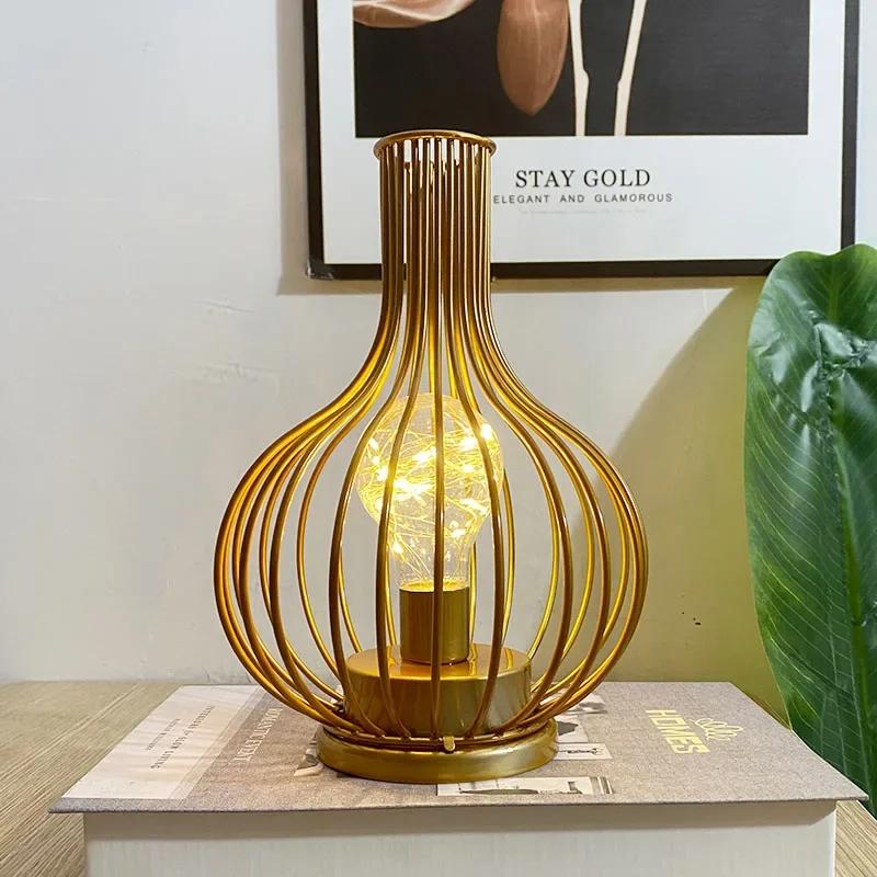1PC Creative Night LampNordic Wind LED Iron Glass Red Bottle For Room Bedroom Living Room Bedside Table Lamp  Decorative Lights