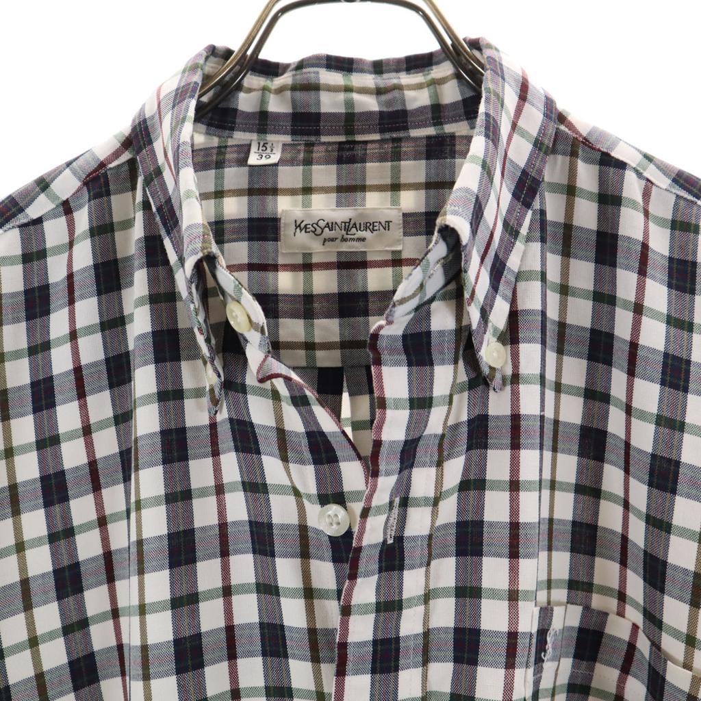 YVES SAINT LAUREN pour homme 90s Old Check Pattern Long sleeve Button down shirt Men's Used