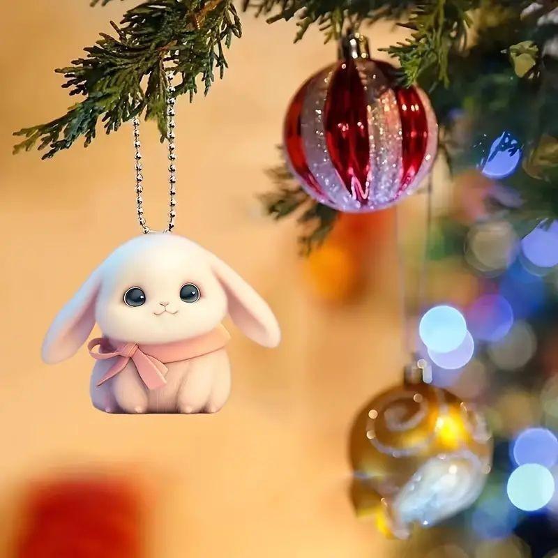 Delightful Cartoon Bunny Acrylic Ornament For Car Interior Scarf And Key Holder