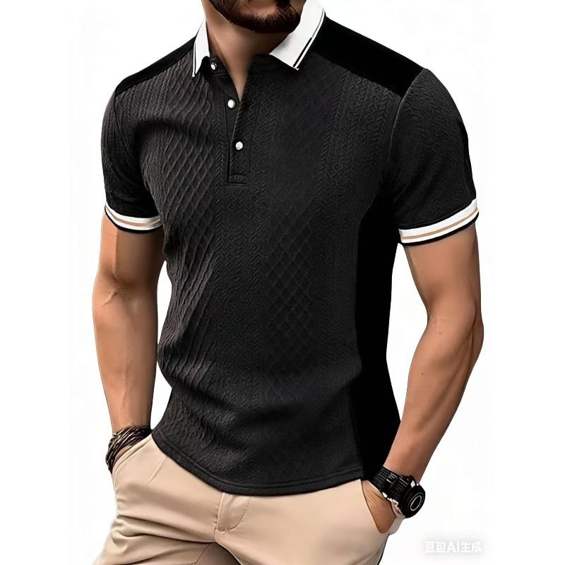 Men's Jacquard Short Sleeve Casual T-Shirt.