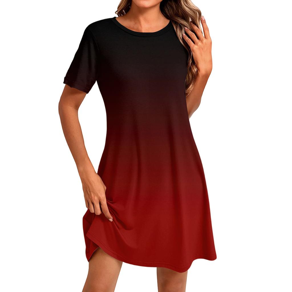Women's Fashion Casual Print Round Neck Short Sleeve Short Dress