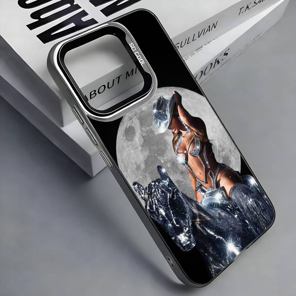 C-Carter Cowboy B-BEYONCE Phone Case For iPhone 17,16,15,14,13,12,11 Plus,Pro Max,Colored Silver Phone Case