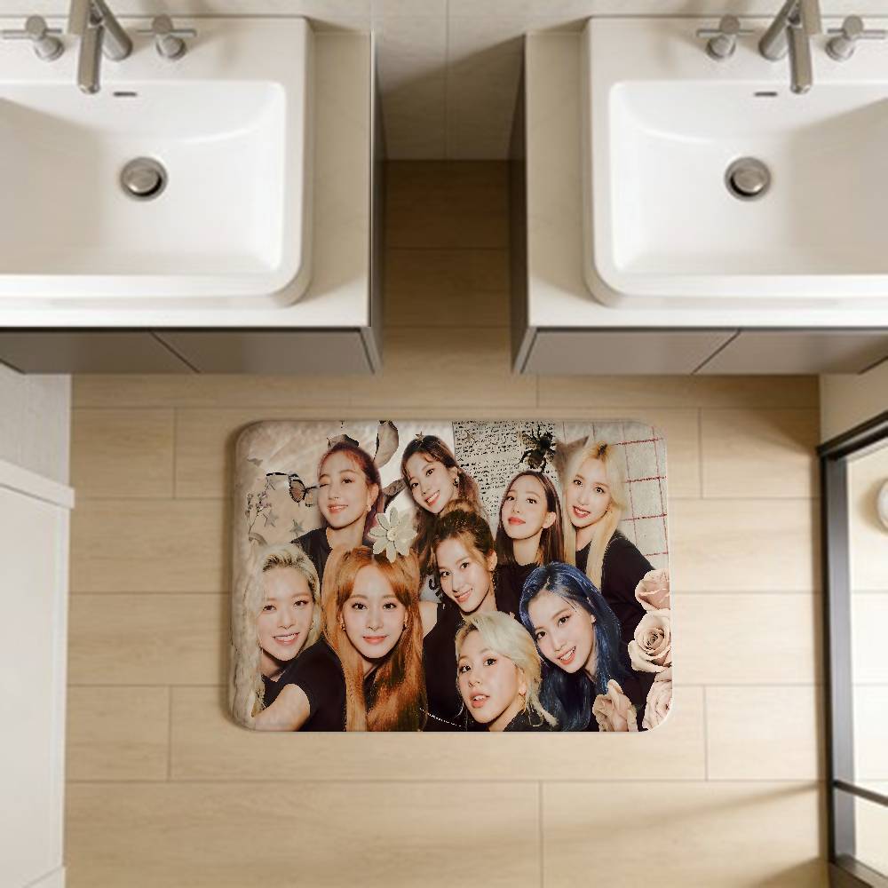 T-Twice Kpop Floor Mat Cheaper Anti-slip Modern Living Room Balcony Printed Bedside Mats