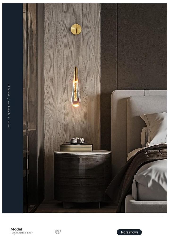 Elegant Brass Crystal Wall Lamp for Bedroom, Living Room, Staircase, or Corridor