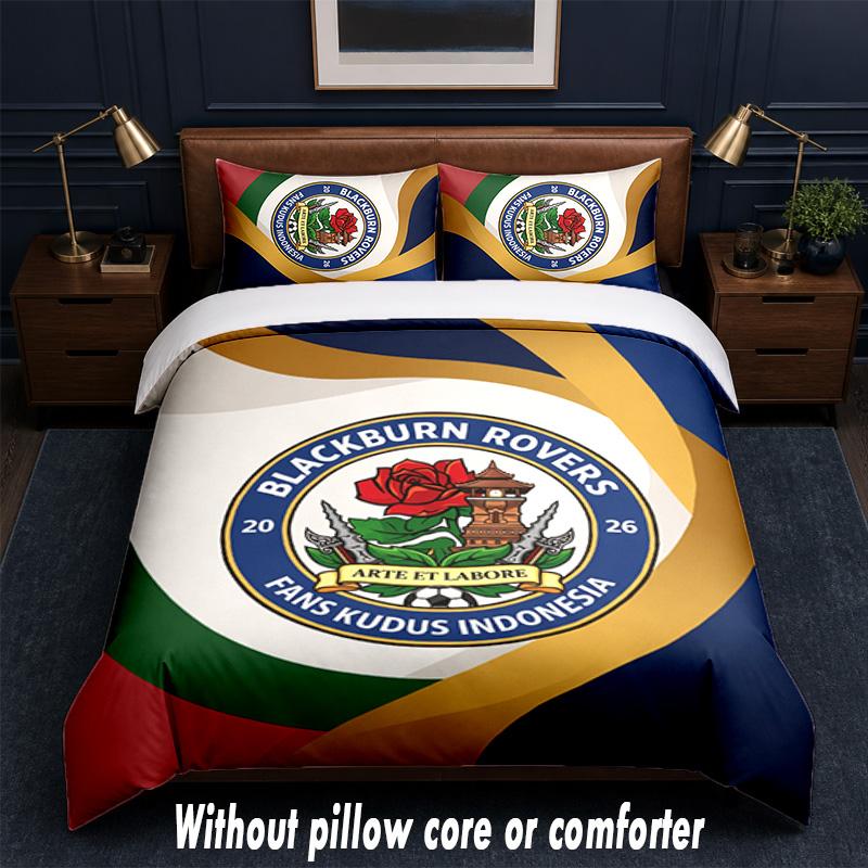 Blackburn Rovers Football Design Bed Bedding Set 1 Duvet Cover + 2 Pillowcases Soft Breathable Household Bed Linens