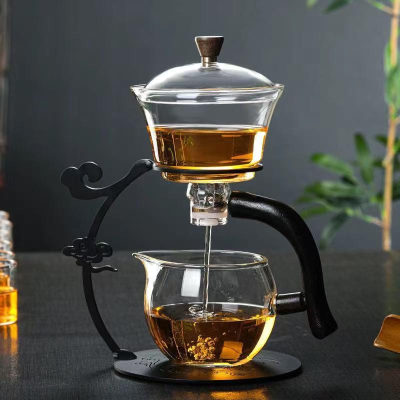 Home Magnetic Semi-Automatic High Borosilicate Glass Teapot Set - Kung Fu Brewing Light Luxury Artifact for Convenient Use Default