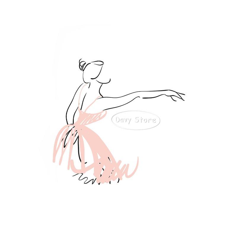 Pink Ballerina Line Abstract Poster Ballet Dancer Canvas Printing Wall Art Picture Modern Minimalist Girls Bedroom Home Decor