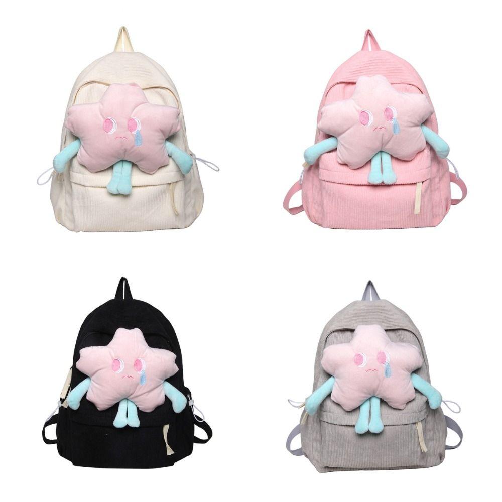 Plush Doll Corduroy Shoulders Bag Creative Student Schoolbag Sweet Plush Star Backpack  School