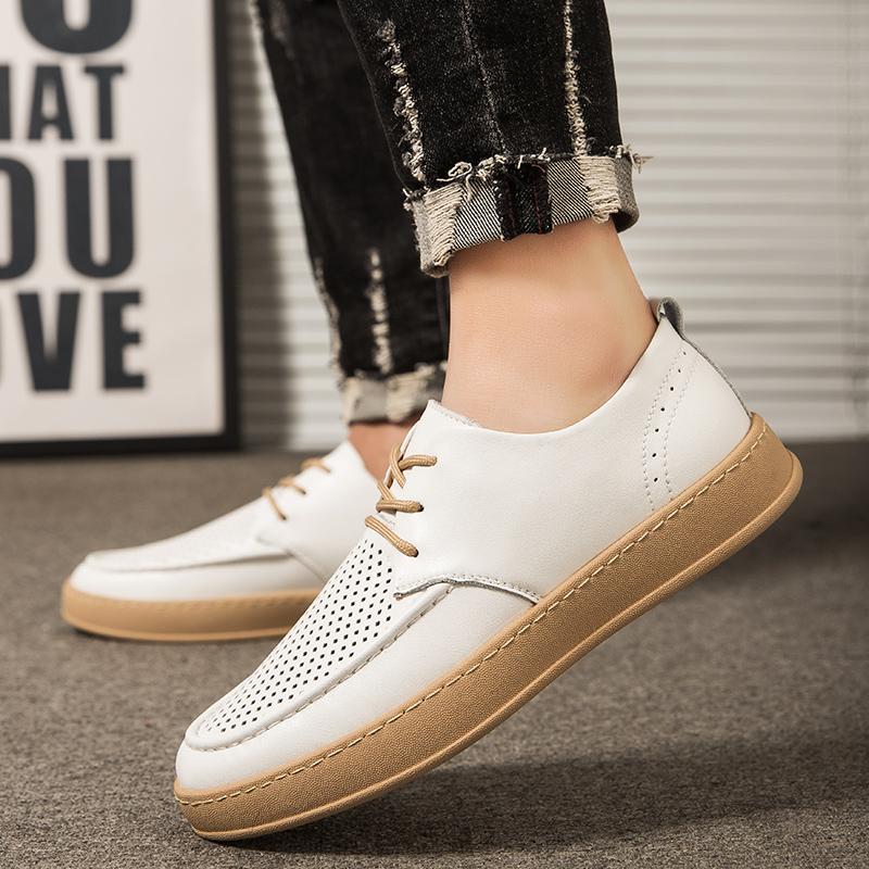 Fashion Leisure business men's new lace up leather shoes  Fashion Design outdoor party Comfortable Breathable and  mesh design shoes