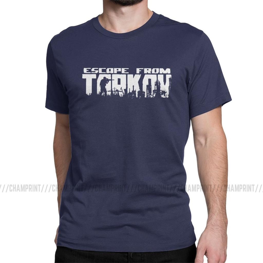 Escape From Tarkov Logo T Shirt for Men 100 Cotton Casual TShirt O Neck Survival Shooter Game Tees Short Sleeve Tops 5XL 6XL
