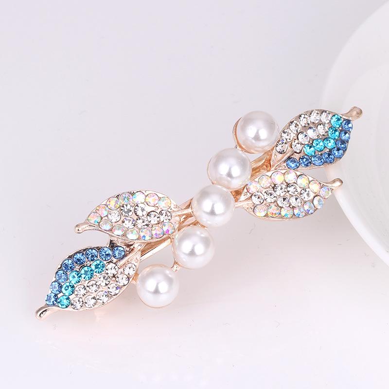 Colorful Pearl & Rhinestone Flower Bow Hair Clip