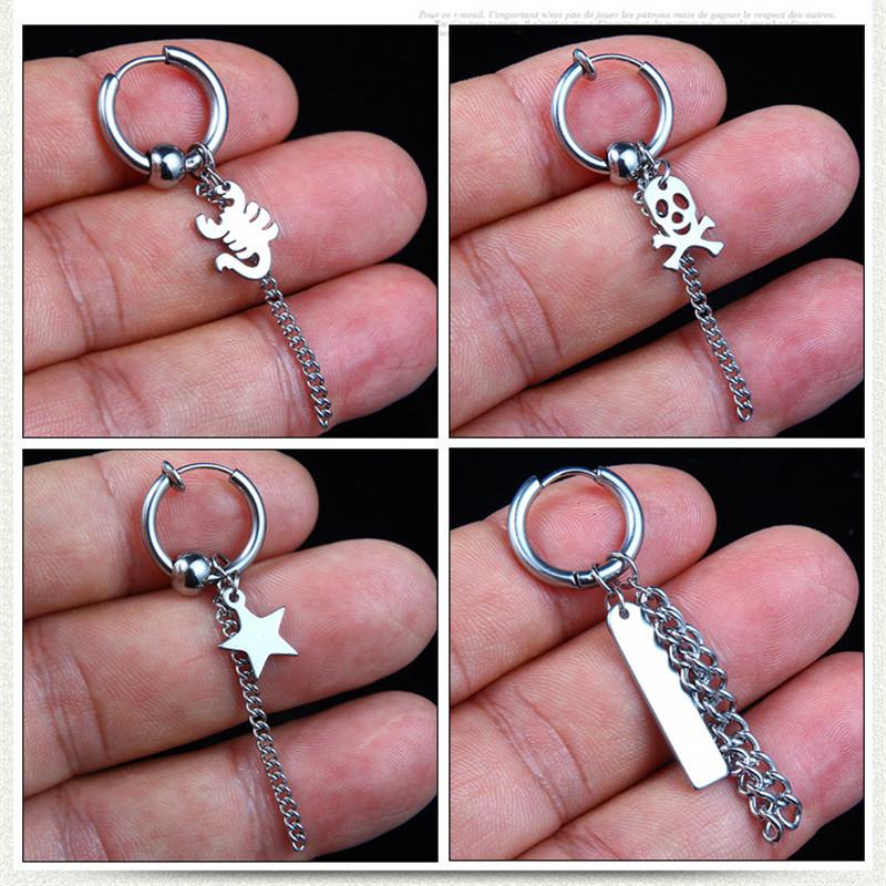 New Arrival Stainless Steel Stud Earrings Cross Star Scorpion Tassel For Women Men Fashion Hip Hop Ear Jewelry Gifts