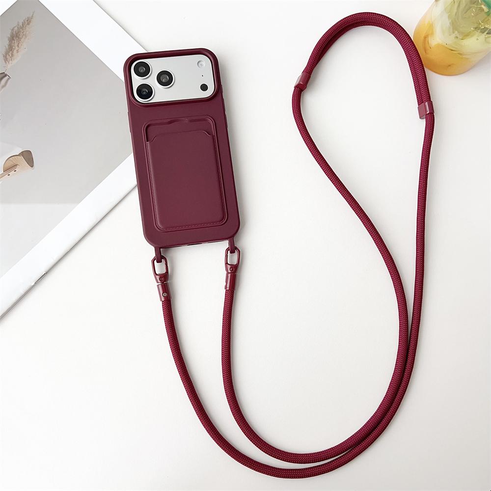 Crossboby Lanyard Rope Phone Case For iPhone 17 Air 16 15 14 Plus 13 12 11 Pro Max Silicone Card Package Fall Prevention Cover