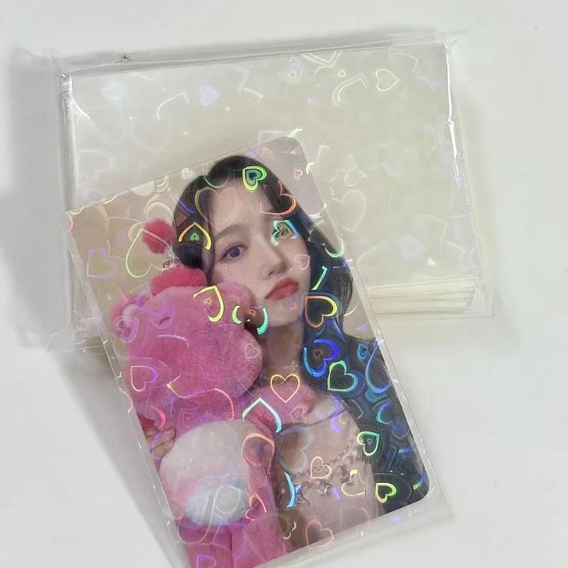 50pcs Kpop Card Sleeves 61x91mm 58x89mm Laser Holder For Postcards Top Load Films Photocard Game Cards Protector
