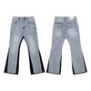 Mens High Street Graffiti Jeans Vintage Washed Slightly Flared Long Pants