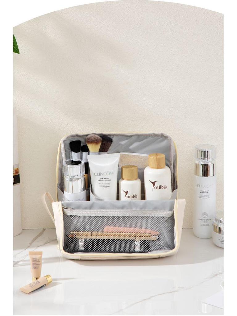 Large Capacity PU Travel Makeup & Pencil Case: Stand-up Bag with Compartments for Brushes & Palettes
