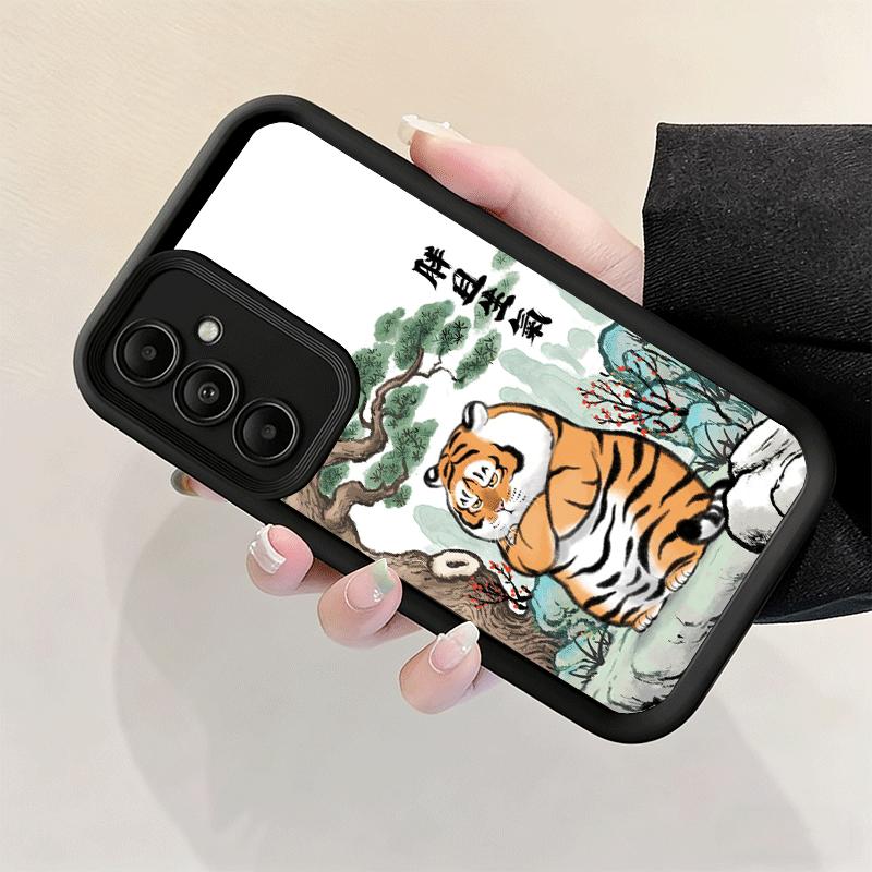 Phone Case for Samsung Galaxy A17 A16 A15 A14 A13 Cartoon Fat Tiger Funny A56 A36 A26 A55 A35 A25 A54 A34 A24 A53 A33 A23 A07 A0