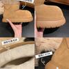 Snow Boots Women's 2025 Small Yellow Dolphin~ Big Head Cotton Shoes Women's New Winter Thick-soled Velvet Warm Cow Velvet Short Boots
