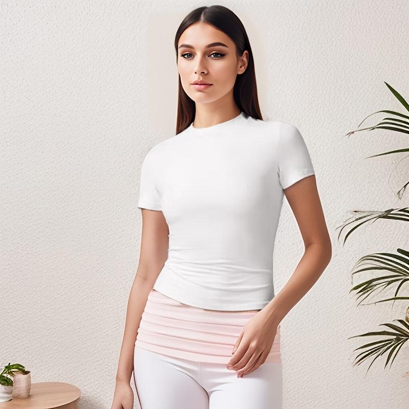 2025 Europäischer & Amerikanischer Stil Damen Slim Fit Kurzarm Rundhals T-Shirt - Inspiriert von Kardashian